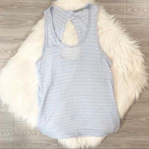 ATHLETA Newport Tank Light Blue w White Stripes M